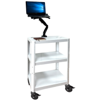 锦北电脑设备架推车培训检测车打印机移动工作台白色带笔记本电脑支架