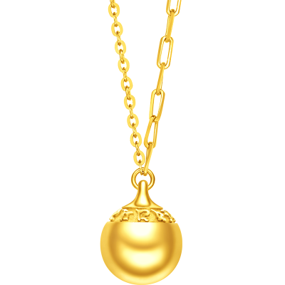 周大福金珠圆满箴言AB链小灯泡足金黄金项链女款计价(工费620元)EOF1664礼物