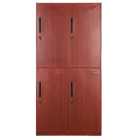 锦北钢制仿木纹转印更衣柜员工宿舍铁皮衣柜鞋柜办公室储物柜四门B款
