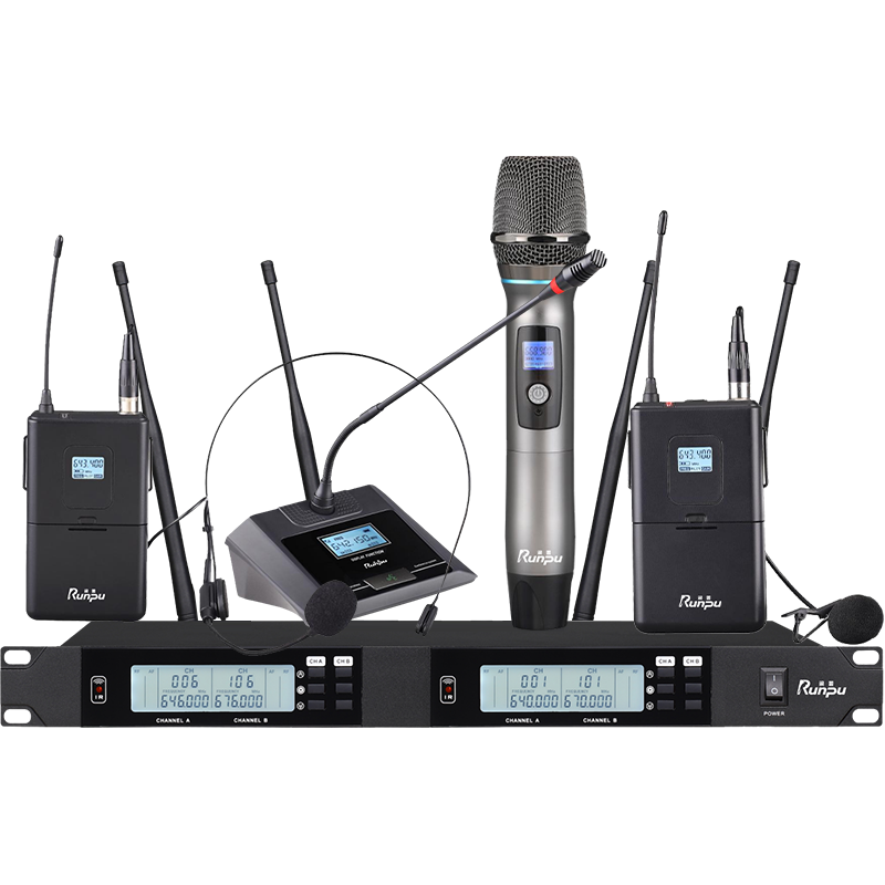 润普Runpu会议音频扩声系统 专业无线一拖四麦克风话筒 UHF红外对频 款式可任意混搭选购RP-SU24P