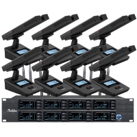 润普Runpu会议音频扩声系统 UHF红外对频 桌面式双杆方杆话筒专业无线一拖八鹅颈麦克风RP-SU68FS