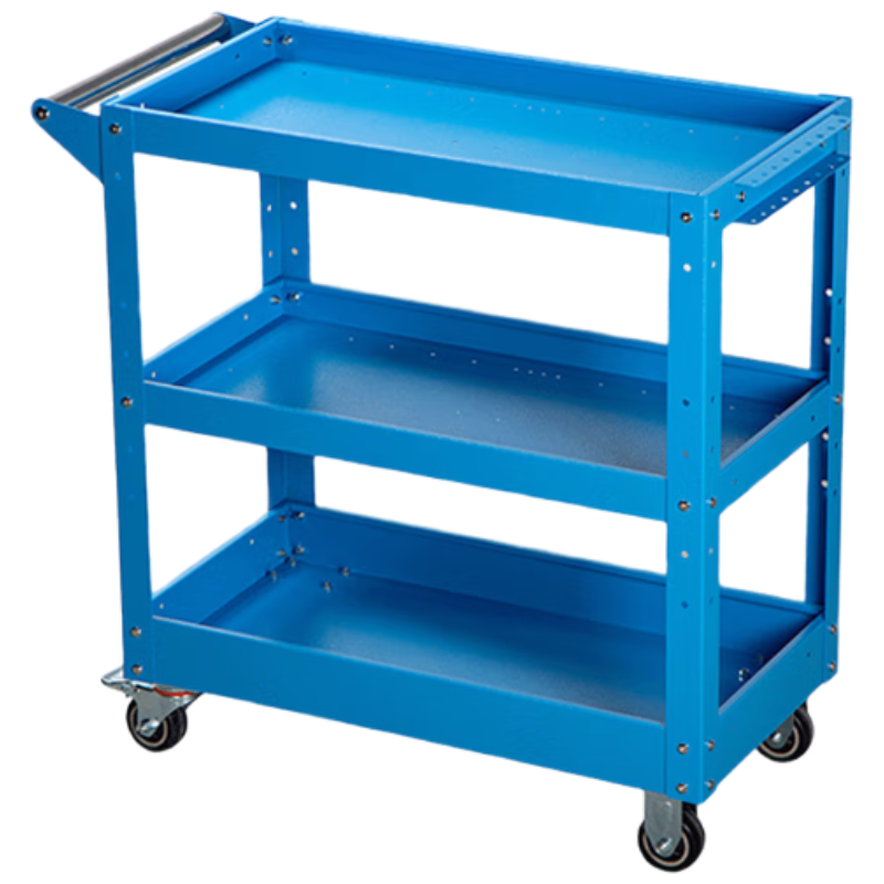 晋舰工具车三层手推车维修车间收纳零件车加厚移动工具推车蓝色推车