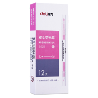 得力S623荧光笔 红色 12支/盒