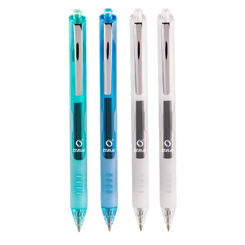 得力33659按动中性笔0.5mm双球珠子弹头 黑色 4支/盒