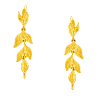 周大福金枝玉叶幸福叶婚嫁三金足金耳钉女黄金耳坠计价(工费:580元) EOF1462