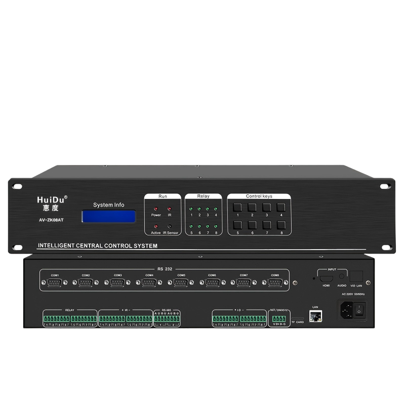 惠度智能中控系统AV-ZK08AT黑色设计 483×236×90毫米中控主机