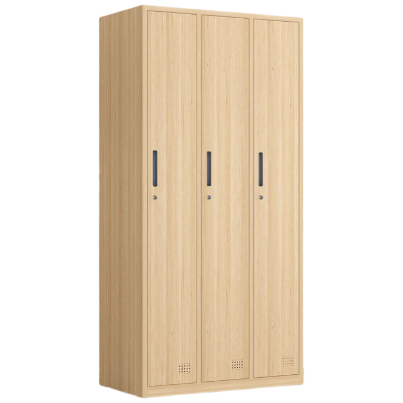 晋舰钢制仿木纹转印更衣柜员工宿舍铁皮衣柜鞋柜办公室储物柜三门A款