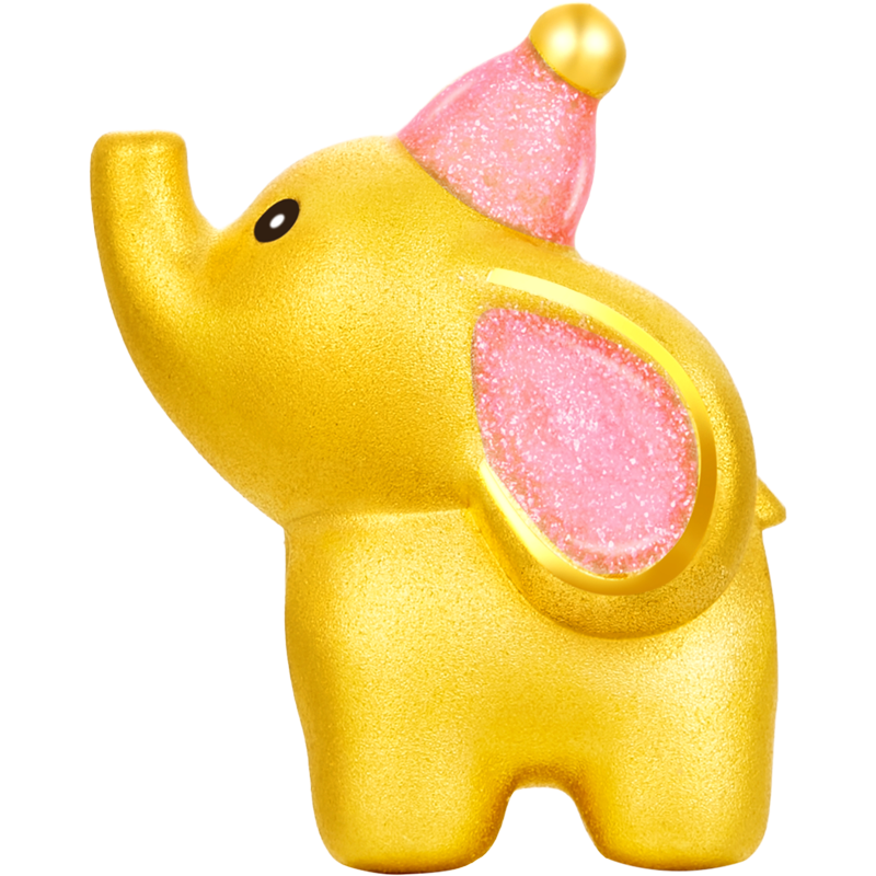 周大福SOINLOVE「萌宠」可爱飞象足金黄金转运珠配绳女VR1404(小版)礼物