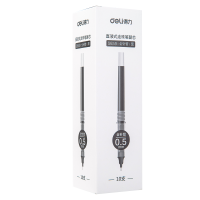 得力S659直液式走珠笔替芯0.5mm全针管 黑色 10支/盒