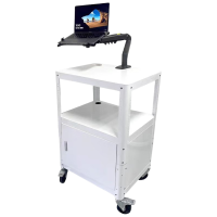 锦北电脑设备架推车检测车打印机移动工作台白色带柜+笔记本电脑支架