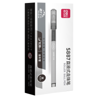 得力S887直液式走珠笔0.38mm全针管 黑色 12支/盒