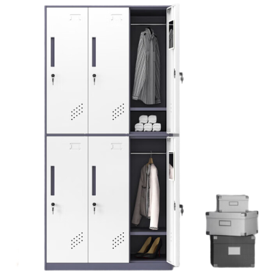 锦北钢制拆装更衣柜员工宿舍铁皮衣柜车间鞋柜办公室储物柜灰白六门