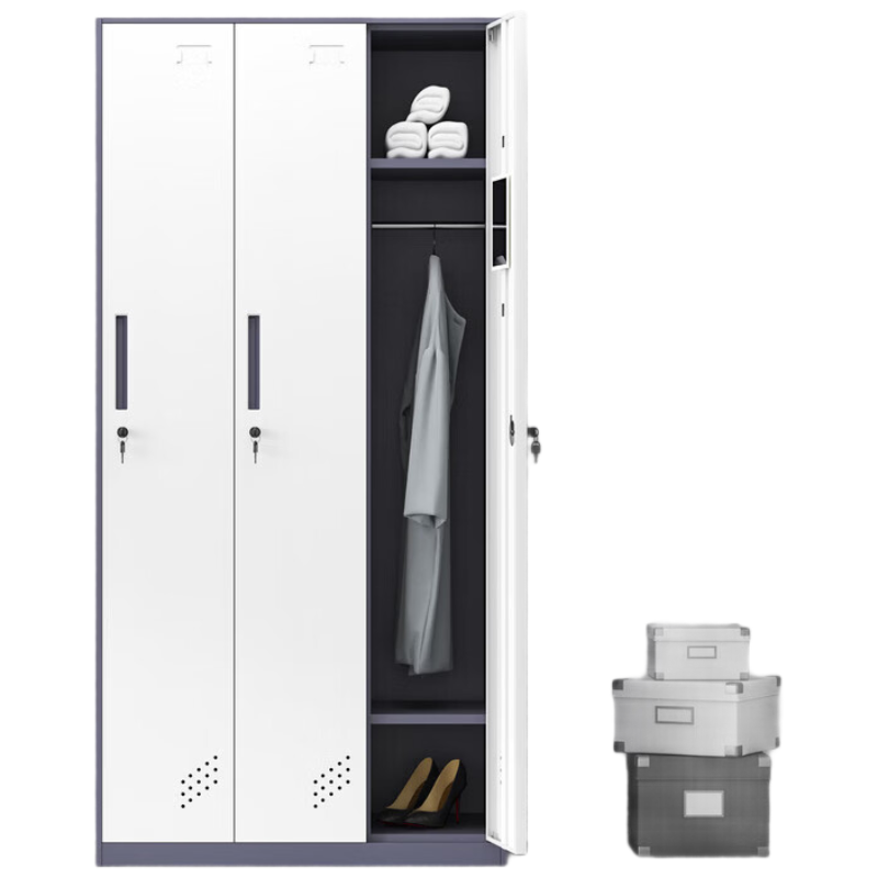 晋舰钢制拆装更衣柜员工宿舍铁皮衣柜车间鞋柜办公室储物柜灰白三门