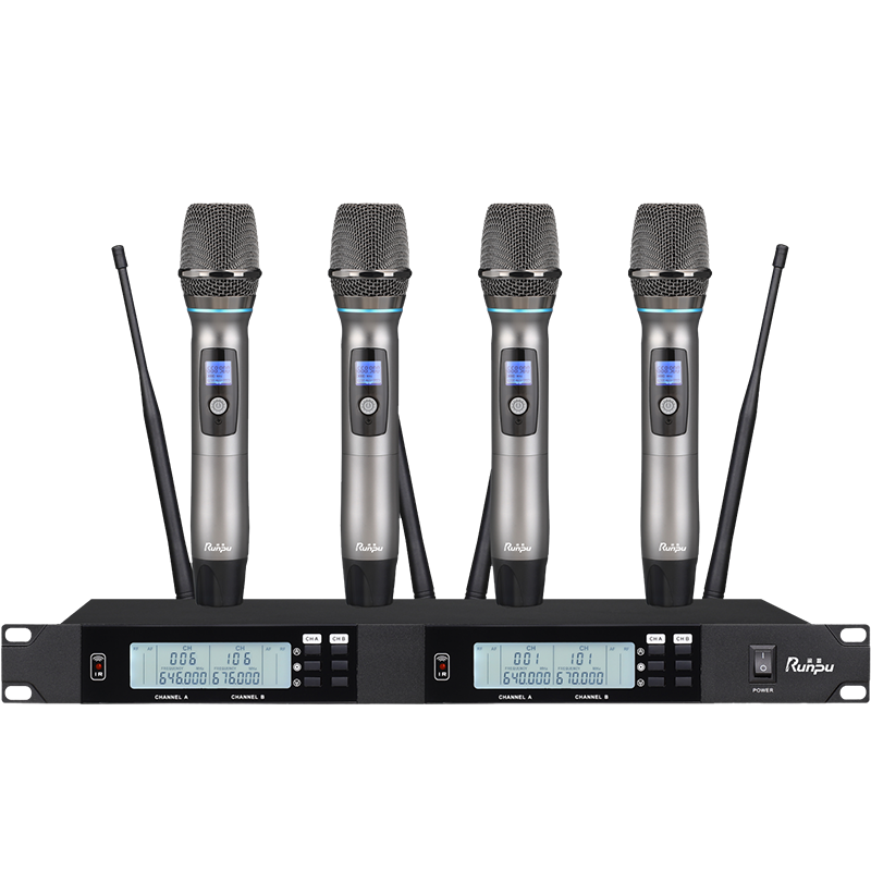 润普Runpu会议音频扩声系统专业无线一拖四手持麦克风话筒 UHF红外对频 室内外会议演讲主持RP-UF24S