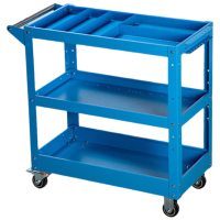 戴劲三层手推车维修车间收纳零件车加厚移动蓝色工具推车+四个分隔片