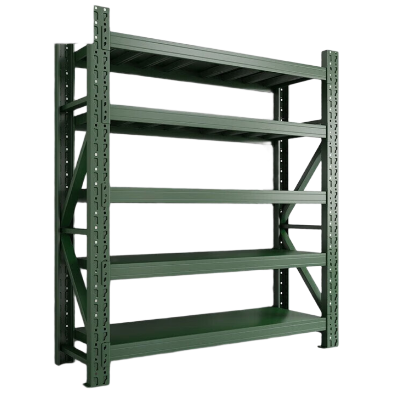 戴劲货架仓储库房储物架军绿色五层主架500kg/层重型200*60*250cm