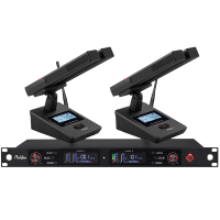 润普Runpu会议音频扩声系统 UHF红外对频 桌面式双杆方杆话筒专业无线一拖二鹅颈麦克风RP-SU26FS