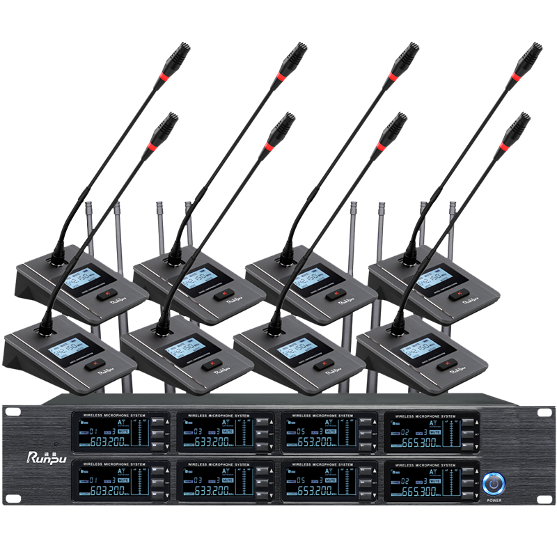 润普Runpu会议音频扩声系统 专业无线一拖八鹅颈麦克风话筒 UHF红外对频RP-SU88E