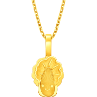 周大福ING系列可爱白菜寓意百财足金黄金吊坠计价女(工费180元)F237913新品