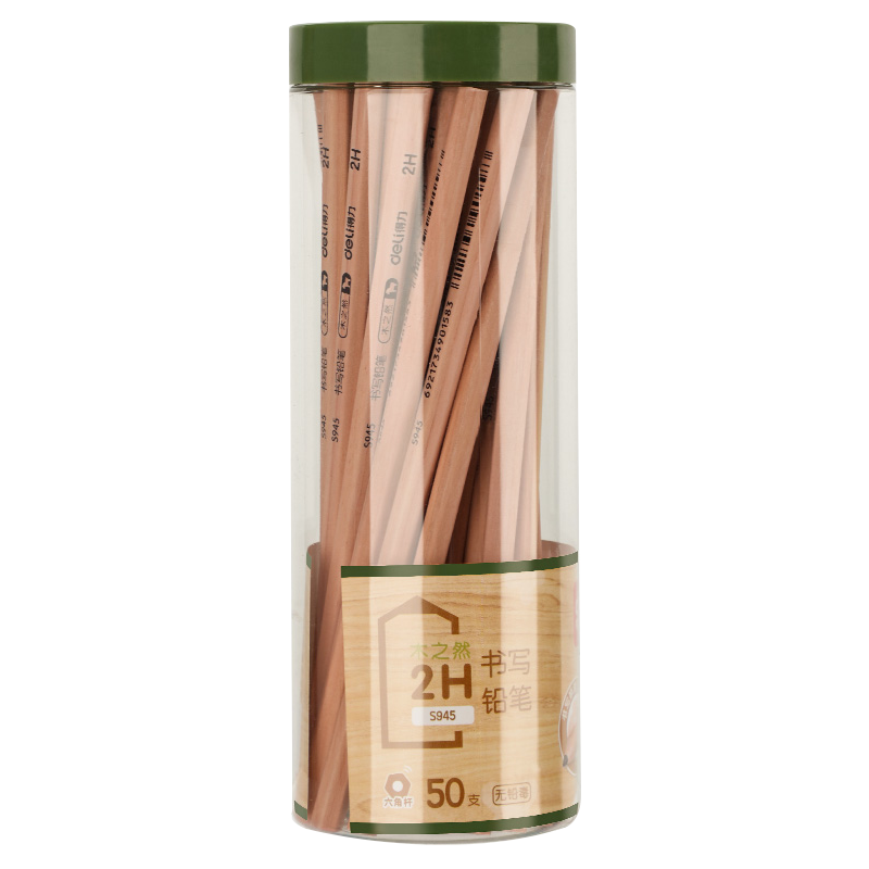 得力S945-2H书写铅笔 原木色 50支/筒