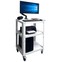 戴劲电脑设备架推车检测车打印机移动工作台白色带拉手+显示器支架