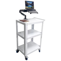 戴劲电脑设备推车检测车打印机移动工作台白色带拉手+笔记本电脑支架