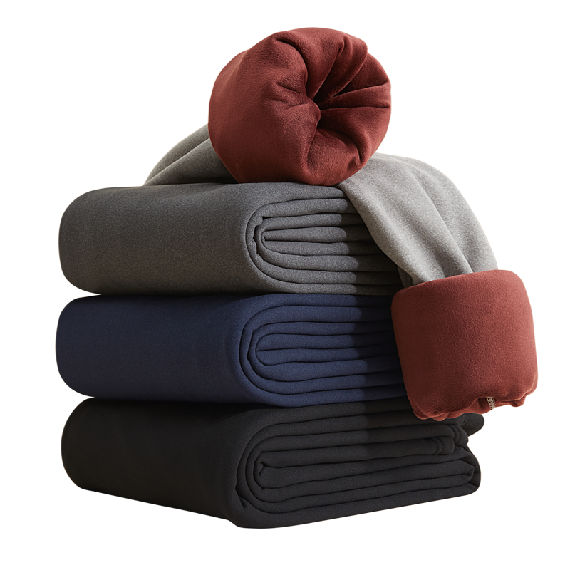 花花公子男士保暖裤加绒羊毛护膝贴片抗菌加厚款秋冬御寒男单裤