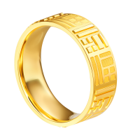 周大福传福福牌福字足金黄金戒指男戒情侣对戒R35231