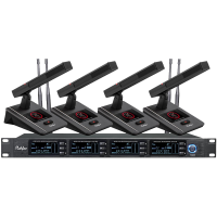 润普Runpu会议音频扩声系统 UHF红外对频 桌面式方杆话筒专业无线一拖四鹅颈麦克风RP-SU60F