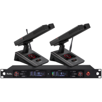 润普Runpu会议音频扩声系统 UHF红外对频 桌面式双杆方杆话筒专业无线一拖二鹅颈麦克风RP-SU32FS