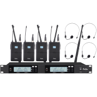 润普Runpu会议音频扩声系统 专业无线一拖四头戴麦克风话筒 UHF红外对频 室内外会议演讲主持RP-SU24T