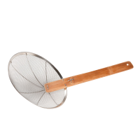 炯毅 漏勺不锈钢捞勺厨房漏筛饭店用漏瓢滤网勺细网专用笊篱油漏 竹柄笊篱 6爪8目网 32cm 把