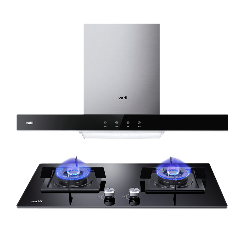 [烟灶套餐]华帝(vatti)抽油烟机燃气灶具套装 顶吸欧式23立方大吸力免拆洗 家用烟灶两件套
