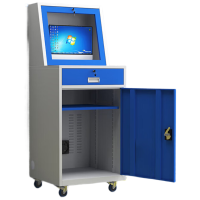 晋舰PC工业电脑监控机箱柜机一体机网络柜工业机柜 蓝白-带轮组装款