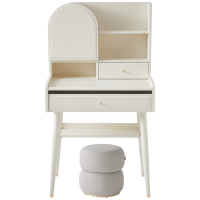 全友家居奶油风梳妆台置物架实木脚小户型卧室床边收纳桌化妆台