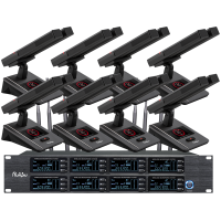 润普Runpu会议音频扩声系统 UHF红外对频 桌面式双杆方杆话筒专业无线一拖八鹅颈麦克风RP-SU90FS