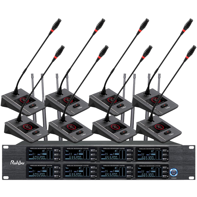 润普Runpu会议音频扩声系统 专业无线一拖八鹅颈麦克风话筒 UHF红外对频RP-SU90E
