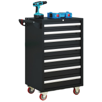 晋舰汽修工具车移动工具柜多功能工具箱 旗舰[黑色]七抽工具车