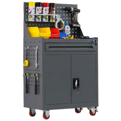 晋舰工具车移动维修收纳柜工具架多功能工具箱五金工具柜深灰一抽带网