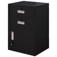 晋舰铁皮文件柜矮柜办公室储物柜档案资料柜桌下抽屉柜黑色二斗