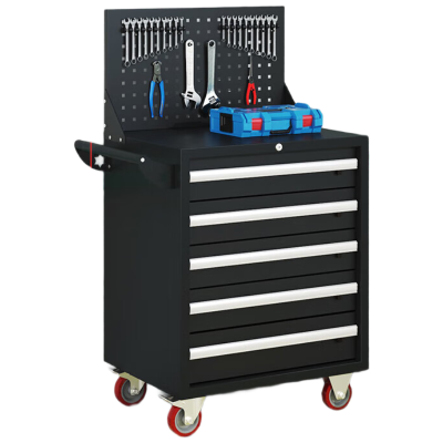 锦北汽修工具车移动工具柜多功能工具箱 旗舰[黑色]五抽工具车+挂板