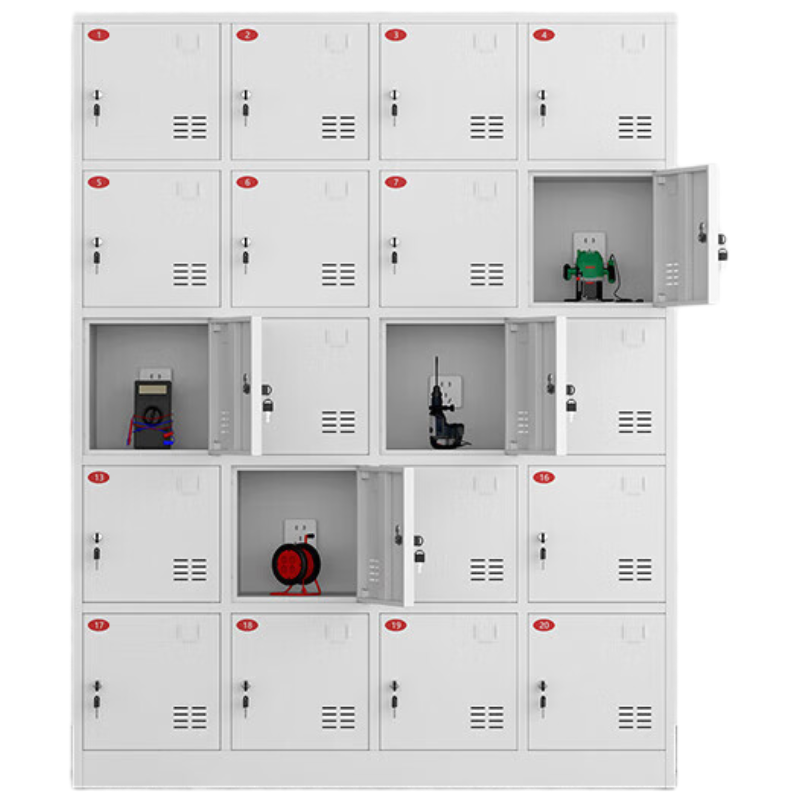 戴劲电动工具充电柜工地对讲机存放柜手电钻集中充电保管箱20门