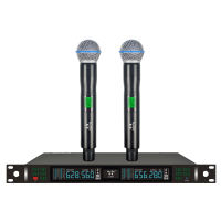 惠度(HuiDu)U-8808L专业无线会议系统麦克风一拖二手持U段调频智能娱乐演出话筒U-8808主机+2领夹