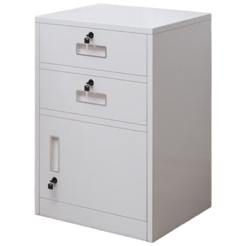 晋舰铁皮文件柜矮柜办公室储物柜档案资料柜桌下抽屉柜白色二斗