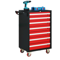 戴劲汽修工具车移动工具柜多功能工具箱 旗舰[黑红]七抽工具车