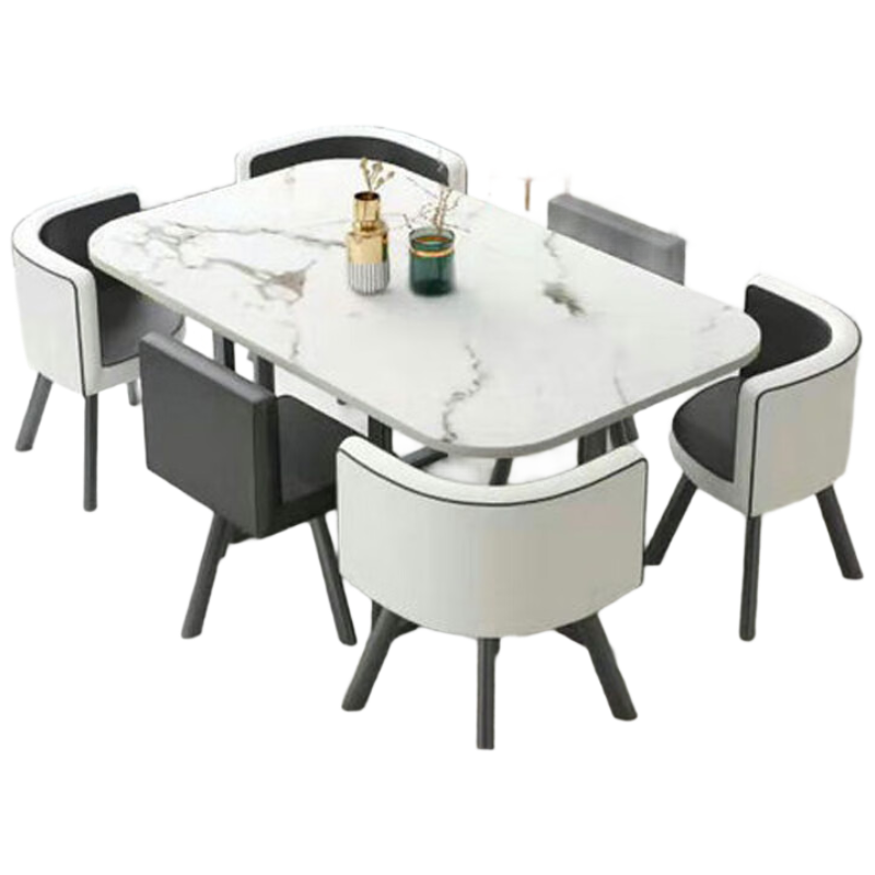 戴劲洽谈桌休息区谈判桌北欧风会客接待桌简约奶茶店桌椅组合黑白皮X