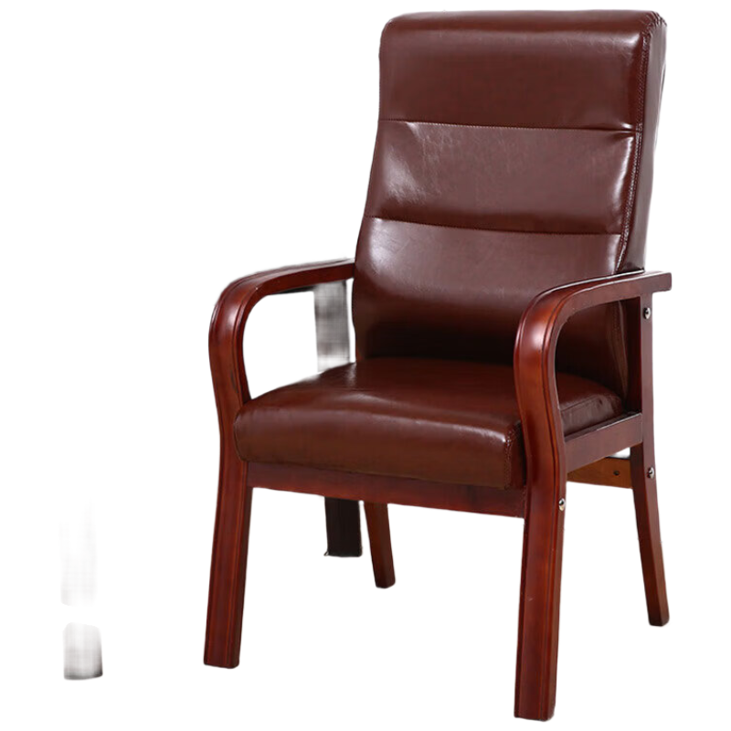 晋舰实木电脑椅会议椅皮革办公椅人体工学椅职员椅018棕色PU皮