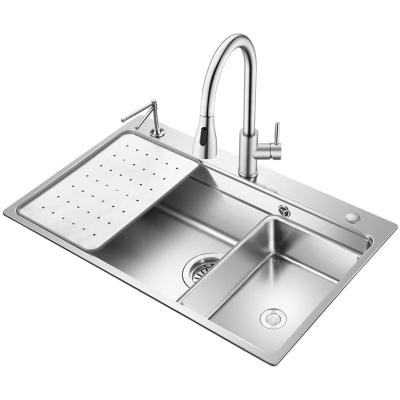 欧琳(OULIN)大单槽304不锈钢水槽飞雨瀑布厨房水槽洗菜盆9151_700*480mm