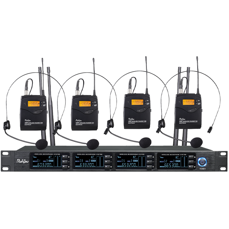 润普Runpu会议音频扩声系统 专业无线一拖四领夹麦克风话筒 UHF红外对频RP-SU34T