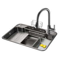 欧琳水槽9149H大单槽日式大单槽不锈钢纳米枪灰抗油厨房洗菜盆台下盆一体盆 750mm*500mm_9149H